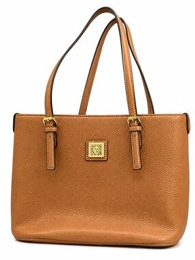 Anne Klein Perfect Tote Tan Pebbled Faux Leather Shoulder Bag Medium Large